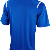 Nike Swim Men's Game Day Polo Shirt - A royal blue polo shirt with a collar and short sleeves, featuring white stripes on the shoulders.