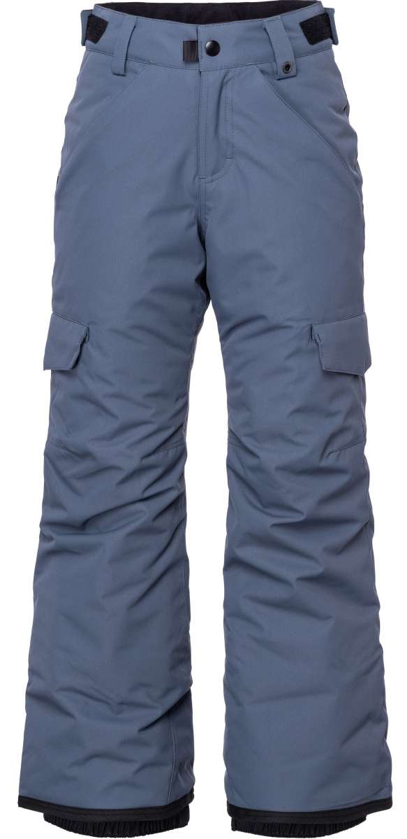 The 686 Girls Lola Insulated Pants from 2023 are primarily slate blue with black accents and have a twin tip design.