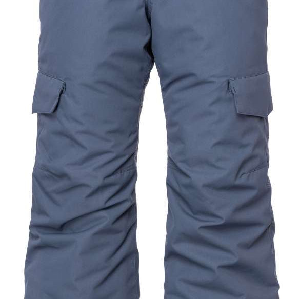 The 686 Girls Lola Insulated Pants from 2023 are primarily slate blue with black accents and have a twin tip design.