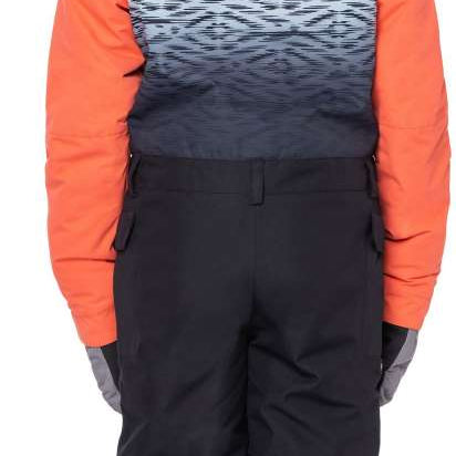 The 686 Girls Shine Insulated One-Piece snowsuit is black with an ombre pattern on the back and a grey logo.
