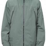 The 686 GORE-TEX Hydrastash Sync Jacket 2024 is primarily sage green with dark gray accents and a high collar.