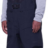 The 686 Gore-Tex Pro 3L Thermagraph Bib Pants in black have a zippered leg pocket and adjustable straps.