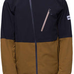 The 686 Hydra Thermagraph Jacket 2024 in this front view has a black upper section and brown lower section.