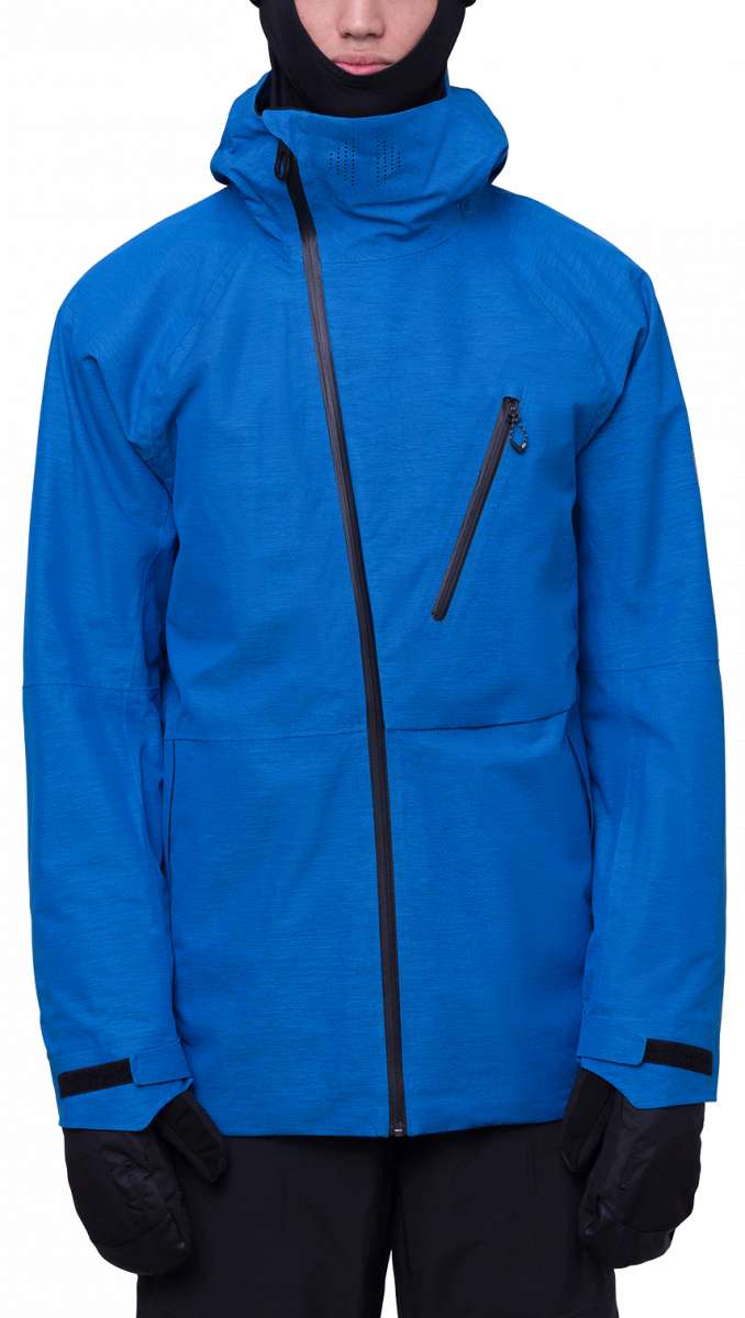 The 686 Hydra Thermagraph Jacket 2024 in blue has an insulated hood.