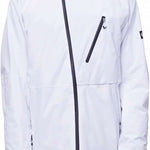 The 686 Hydra Thermagraph Jacket 2024 is predominantly white with black accents and features an insulated hood.