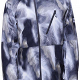 The 686 Hydra Thermagraph Jacket 2024 is predominantly gray with white swirls and black accents.