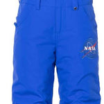 The 686 Junior Exploration Insulated Bib Pants in blue and black have an insulated hood.