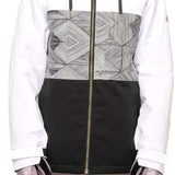 The 686 Women's Athena Insulated Jacket 2022 is predominantly black with a grey geometric pattern on the upper torso.