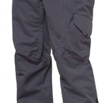 The 686 Women's Aura Insulated Cargo Pant has a dark gray color with black zippers and buttons, visible cargo pockets on the thigh, and a front view.