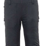 The black bib overalls have an insulated hood and are designed for women.