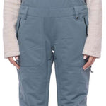 The 686 Ladies Black Magic Insulated Bib features black fabric with a drawstring waist and adjustable leg straps.