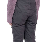 The 686 Ladies Black Magic Insulated Bib features a black bib with a quilted pattern and elastic suspenders.