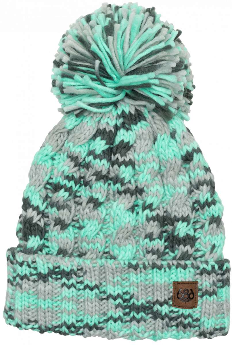 The 686 Ladies Chunky Rib Cuffed Beanie 2024 is primarily grey with teal and black accents.