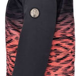 The 686 Dream Insulated Jacket for women has an ombre-style pink and black pattern on the side view.