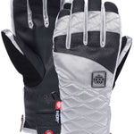 The 686 Ladies Fortune Glove 2023 is predominantly black with silver accents and a quilted pattern on the back.