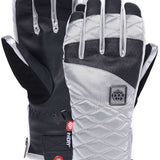 The 686 Ladies Fortune Glove 2023 is predominantly black with silver accents and a quilted pattern on the back.