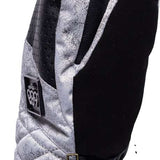 The 686 Ladies Fortune Mitten 2023 has a black and white quilted pattern on an off-white background.