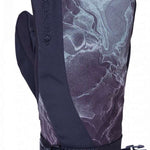 The 686 Women's GORE-TEX Linear Mittens 2024 are black with an abstract marbled design on the back, featuring a BOA dial and a black strap.