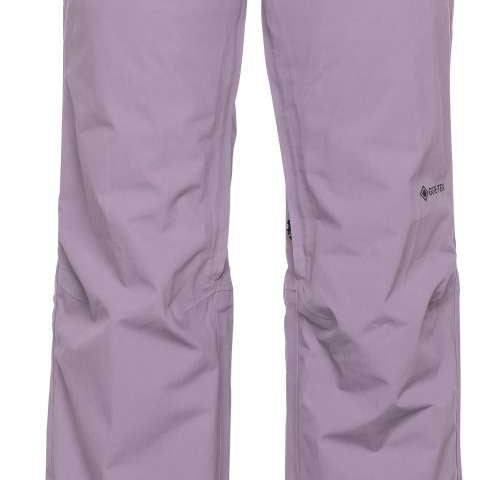 The 686 brand's ladies' GORE-TEX Willow insulated pants are light purple with a black waistband and have two zippered pockets on either side.