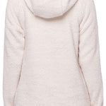 The 686 Ladies Hemlock Fleece Hoodie 2023 is depicted in off-white with an oversized hood and a relaxed fit.