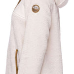 The 686 Ladies Hemlock Fleece Hoodie 2023 is white with an insulated hood and a gold zipper.