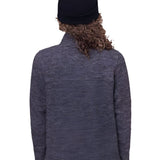 The 686 Women's Quarter Zip Fleece 2024 in dark gray heather color has a quarter zip neckline and long sleeves.