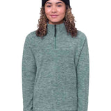 The 686 Women's Quarter Zip Fleece 2024 is primarily green with white accents and appears to be in a front view.