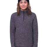 The 686 Women's Quarter Zip Fleece 2024 in purple heather color has a black zipper and is shown from the front view.