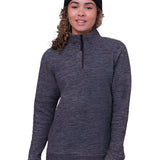The 686 Women's Quarter Zip Fleece 2024 in dark heather grey has a quarter zip fastening and long sleeves.