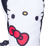 The 686 Revel mittens are white with black accents and have an insulated hood.