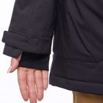 The 686 Spirit Insulated Jacket 2024 for women has a charcoal color with a quilted pattern and an adjustable cuff.