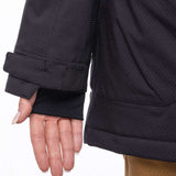 The 686 Spirit Insulated Jacket 2024 for women has a charcoal color with a quilted pattern and an adjustable cuff.