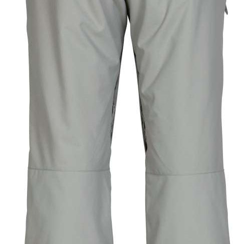 The 686 Ladies Standard Pant 2023 is primarily light gray with black accents and has two zippered pockets on either side.