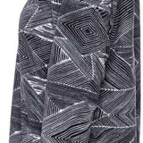 The 686 Tioga Fleece Pullover is predominantly black with a white abstract geometric pattern and a high collar.