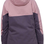 The 686 Women's Upton Insulated Anorak Jacket 2024 is predominantly mauve with a charcoal grey chest panel and back.
