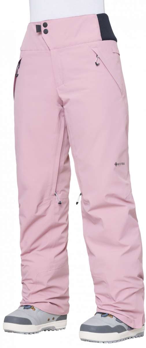 The 686 Women's Willow GORE-TEX Insulated Pant 2024 is predominantly pink with a black stripe on the back right waistband.