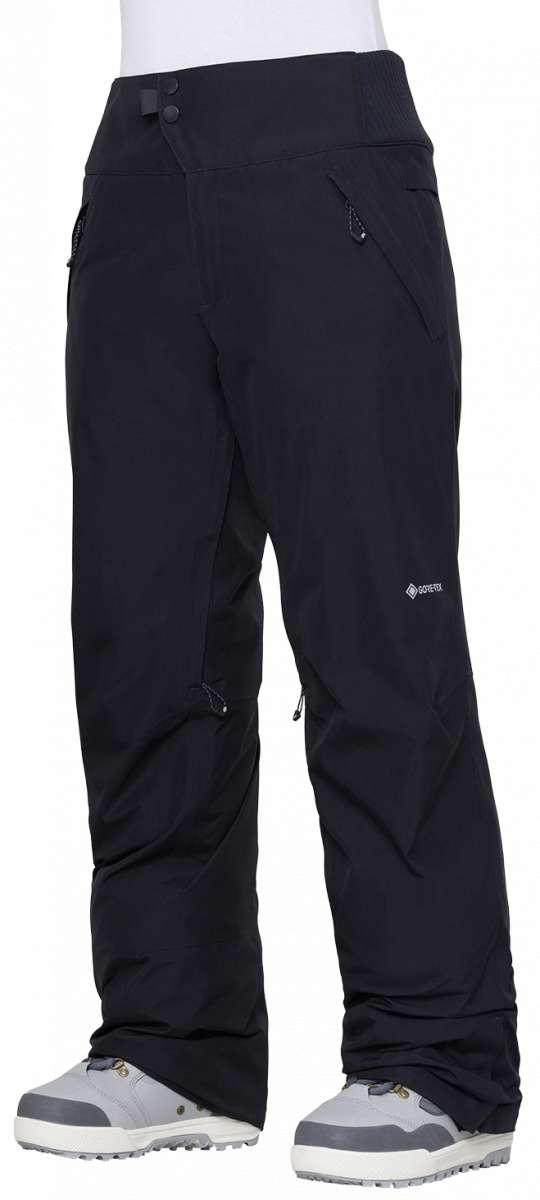 The 686 brand's Willow GORE-TEX Insulated Pants from 2024 are black with a high waist and belt loops.