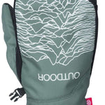 The 686 Primer Mittens 2024 are light green with black trim and a white line design on the back.