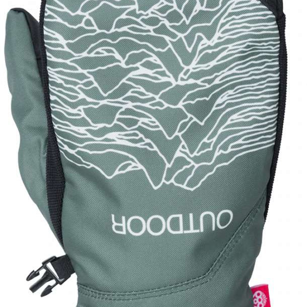 The 686 Primer Mittens 2024 are light green with black trim and a white line design on the back.