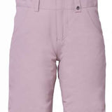 The 686 Girls Sierra Insulated Bib Pant has a light pink color and an adjustable waistband with Velcro straps.