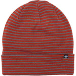 The 686 Small Stripes Beanie 3-Pack 2023 is primarily red with gray stripes and has a folded cuff.