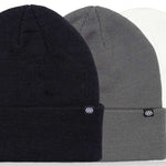 The 686 Standard Roll Up Beanie 3-Pack 2024 is available in black, grey and white.