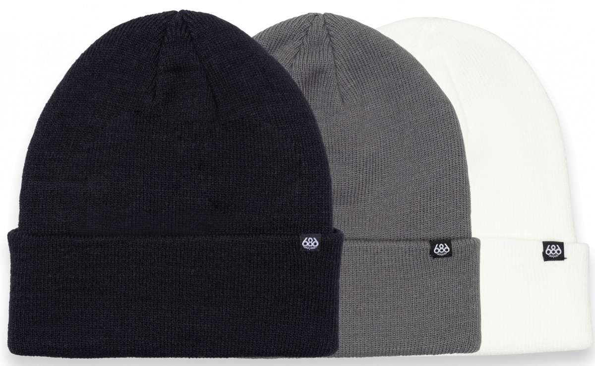 The 686 Standard Roll Up Beanie 3-Pack 2024 is available in black, grey and white.