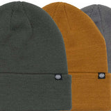 The 686 Standard Roll Up Beanie 3-Pack 2024 is available in three colors: green, yellow, and gray.