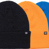 The 686 Standard Roll Up Beanie 3-Pack 2024 features a black beanie with a folded cuff in the front view.