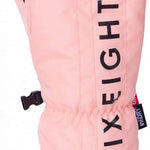 The 686 Team Merino Mitten 2024 is light pink with an insulated black cuff and a small black logo on its front.