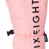 The 686 Team Merino Mitten 2024 is light pink with an insulated black cuff and a small black logo on its front.