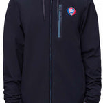 The 686 Waterproof Zip Hoodie 2024 is black with pink accents and a blue and red logo on the front.
