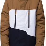 The 686 Boys Geo Insulated Jacket in tan and white has an insulated hood.