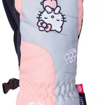The 686 Youth Heat Insulated Mitt has a pink color with a black cuff and thumb strap.